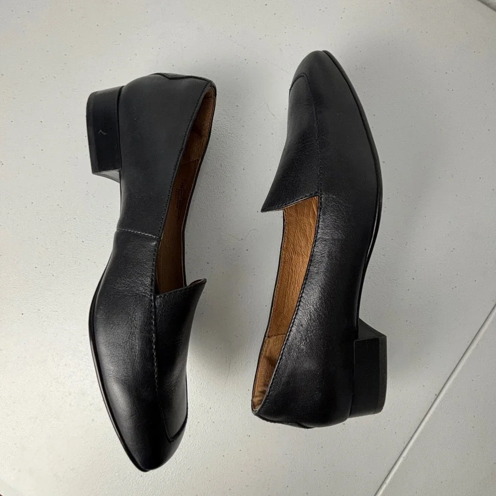 Sofft Black Leather Square Toe Comfort Minimalist Corporate Loafers Women 7.5M